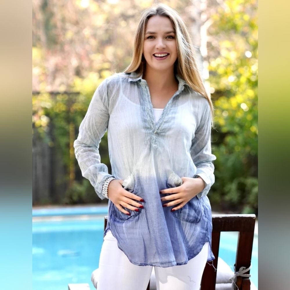 ❤️ DOLMA JOVIE OMBRE COTTON TUNIC TOP, SMALL